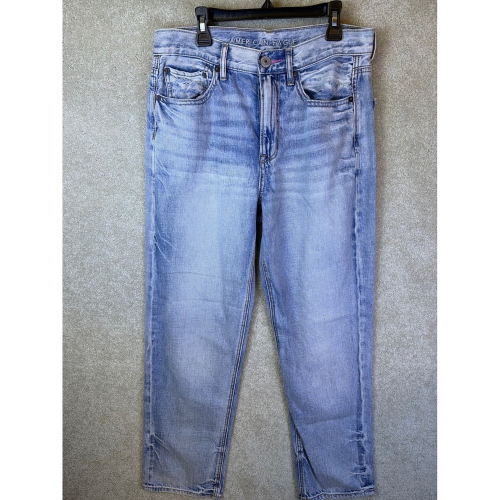 American Eagle 90s Boyfriend Jeans Womens 4 Blue Rainbow Pride Light Wash Denim - Picture 2 of 8